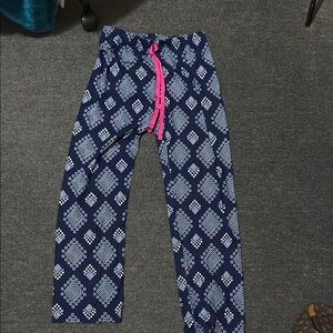 Women’s Blue and Pink Patterned Pajama Pants